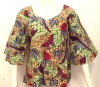 Goma style blouse:Red Bird L/XL